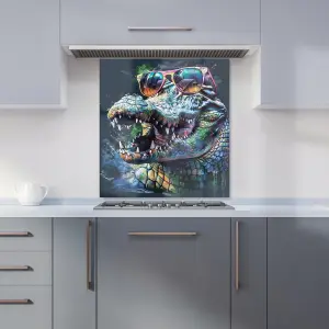 Crocodile In Glasses Splashart Kitchen Splashback