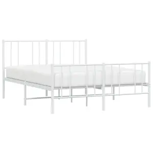 Berkfield Metal Bed Frame with Headboard and Footboard White 120x190 cm 4FT Small Double