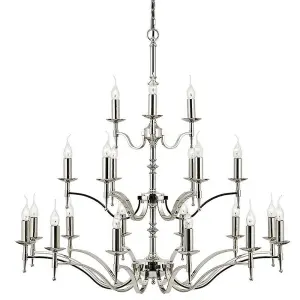 Avery Ceiling Pendant Chandelier Light 21 Lamp Bright Nickel Curved Candelabra