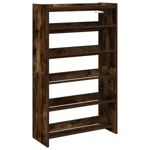 Berkfield Shoe Rack Smoked Oak 60x25x100 cm Engineered Wood