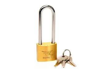 Securit Egret Long Shackle Brass Padlock 40mm with x3 Keys