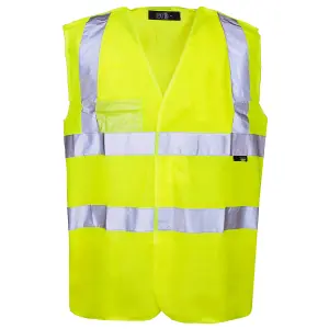 Hi-Vis Pull Apart Vest Yell with ID 2B&B Velcro Shoulder & Sides 120GSM EN471-L