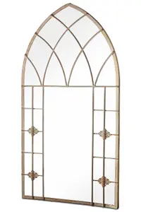 MirrorOutlet Chelsea Metal Arch shaped Decorative Window Gothic Garden Mirror 90cm X 50cm