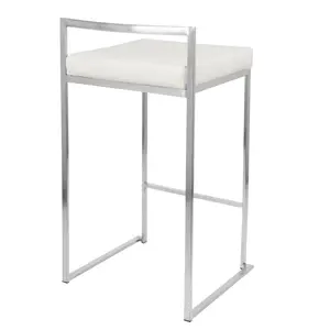 Daggett 68.5cm Bar Stool (Set of 2) Stainless Steel / White / Counter Stool (27" Seat Height)