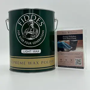 Fiddes Supreme Wax Polish, Light 5 Litre & Free Priory Polishes Lint Free Cloth