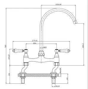 UK Homeliving Avalon Victorian Kitchen Sink Mixer