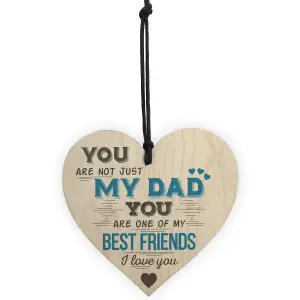 Red Ocean Dad Best Friend Fathers Day Wooden Hanging Heart Wall Sign Plaque Gift For Dad Daddy Birthday