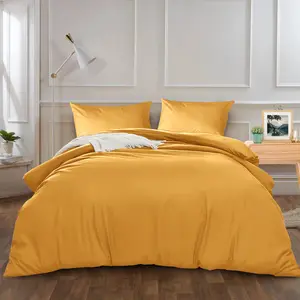 Kiranjot Microfibre 200 TC Reversible Modern & Contemporary Duvet Cover Set With Pillow Cases Yellow / Kingsize - 2 Standard Pillowcases