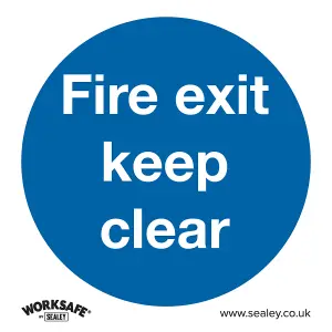 Sealey Mandatory Safety Sign Fire Exit Keep Clear - Rigid Plastic Workshop SS2P1