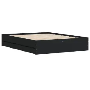 Berkfield Bed Frame with Drawers without Mattress Black 150x200 cm King Size