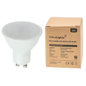 ValueLights Pack of 10 5w High Power Long Life 50w Replacement Energy Saving LED GU10 Frosted Lens Bulbs 3000K Warm White