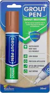 Large Grout Pen - Designed for restoring tile grout in bathrooms & kitchens (Terracotta)