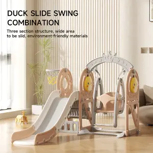 3 in 1 Duck Swing and Slide Set for Toddler Swing, Baby Slide, Basketball Hoop