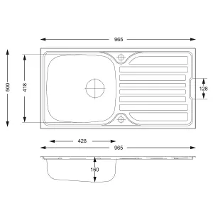 Cookology MASSA Single Bowl Inset Reversible Kitchen Sink with Draining Board - Stainless Steel