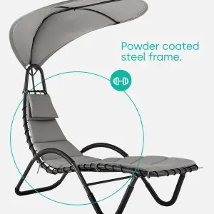 LIVIVO Luxury Soft Padded Sun Lounger with a Canopy - Outdoor Garden Furniture for Patio, Decking & Balcony - Grey