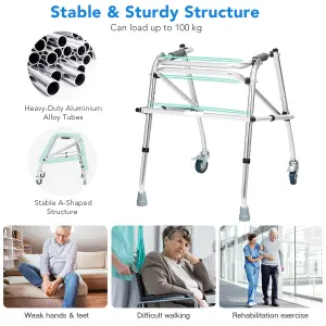 Costway One-Way Folding Walker w/ Aluminium Alloy Frame & High Weight Capacity