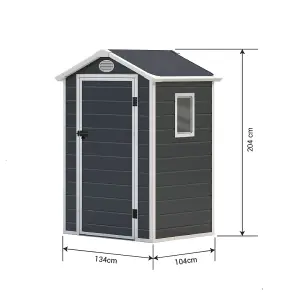 BillyOh Kingston Apex Plastic Shed Light Grey With Floor - 4x3 Grey