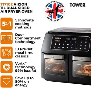 Tower Vortx Vizion 11L Dual Air Fryer | Robert Dyas