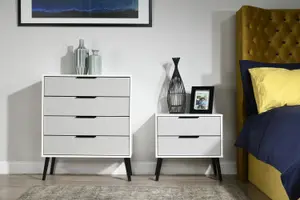 Ready assembled Matt grey & white 3 Drawer Midi Chest of drawers (H)740mm (W)575mm (D)395mm