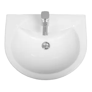 SunDaze Bathroom Cloakroom Full Pedestal 540mm Basin Compact Single Tap Hole Sink