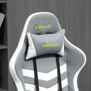 Vinsetto Racing Gaming Chair w/ Lumbar Support, Gamer Office Chair, Grey White