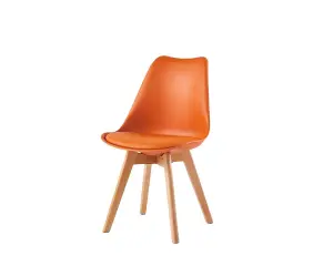 Single Dining Chair with Solid Wooden Legs and Seat Cushion Pad - Eva by MCC