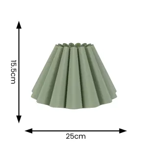 ValueLights Lauren Sage Green Fabric Pleated Scallop Edge Tapered Ceiling Floor Table Lamp Shade with LED Bulb