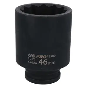 46mm 1/2" Drive Deep Metric Impact Socket Bi-Hex for Ball Joints Drive Shafts