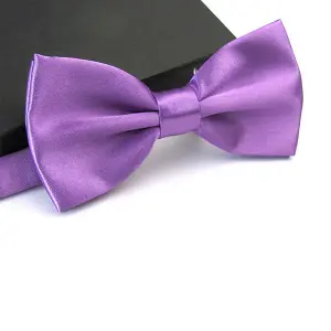 Light Purple Satin Polyester Bow Tie for Casual & Formal Wear, Wedding Party Accessory