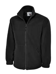 Uneek - Unisex Premium Full Zip Micro Fleece Jacket - Half Moon Yoke - Black - Size XS