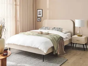 Boucle EU Double Size Bed Beige FLAYAT