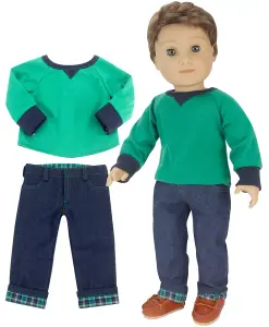 Sophia's by Teamson Kids Shirt, Jeans, and Penny Loafers Set for 18" Boy Dolls