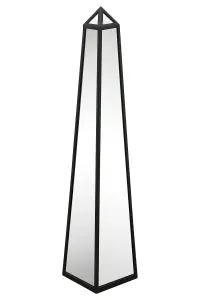 MirrorOutlet The Obelisk Black Metal Edged Mirrored Garden Ornament 120CM X 25CM X 25CM