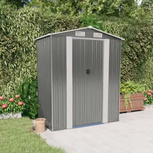 Berkfield Garden Shed Light Grey 192x108x223 cm Galvanised Steel