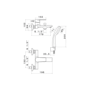 Fonthill Chrome effect Wall-mounted Shower mixer Tap