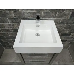 Walker 600mm Single Bathroom Vanity with Integrated Resin Basin Grey Ash