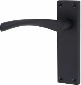 5 Set Door Handles Packs Internal Set Victorian Scroll Astrid Design Matt Black Finish 150mm Backplate with Latches and Hinges