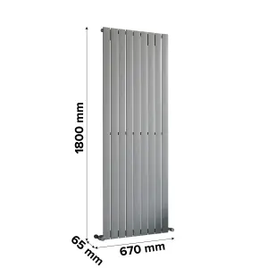 Ximax Vertirad Universal HW180067SC Vertical Designer 3958BTU Radiator, (W)670mm x (H)1800mm