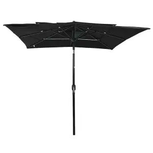 Berkfield 3-Tier Parasol with Aluminium Pole Black 2.5x2.5 m