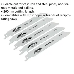 5 Pack 280mm Reciprocating Saw Blades for Steel and Iron Cutting