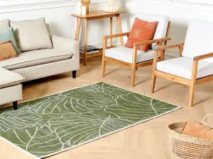 Cotton Area Rug Monstera Leaf Pattern 140 x 200 cm Green SARMIN