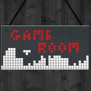 Red Ocean Game Room Sign Retro Gaming Sign Hanging Plaque For Boys Bedroom Man Cave Son Dad Gift