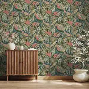 Holden Delamere Paisley Leaves Wallpaper Pink 13440