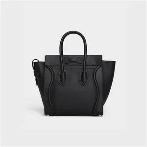 CELINE - Micro Luggage Handbag In Drummed Calfskin Leather - Black