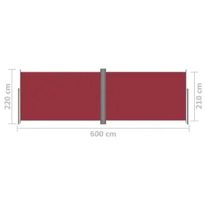 Berkfield Retractable Side Awning Red 220x600 cm