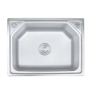 Single Bowl Inset Stainless Steel Catering Kitchen Sink with Drainer 60cm W x 45cm D