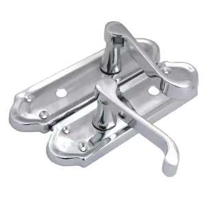 Ashford Door Handle Bathroom Lock Scroll Lever - Chrome Bath Pack