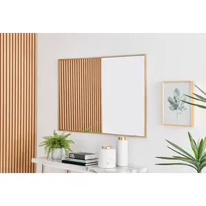 Alcantera Rectangle Metal Frame Wall Mirror Simple and Elegant Modern Design Gold / 120cm H x 80cm W