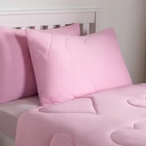 Coverless Duvet 7.5 TOG Pillowcase Quilt Heart Bedding Set, Pink - Double