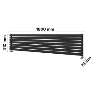 Ximax Champion FORH1164600A Anthracite Gas Horizontal Designer Radiator, (W)1800mm x (H)410mm